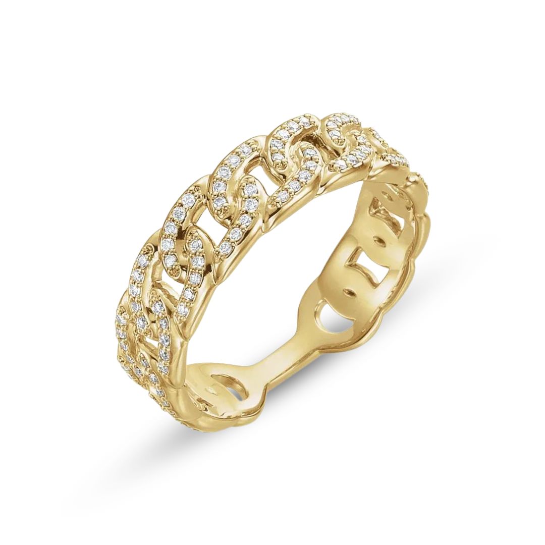 14K Yellow Gold 1/4 CTW Diamond Stackable Chain Link Ring 14K Yellow Gold 1/4 CTW Diamond Stackable Chain Link Ring