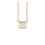 0.50 Carat Emerald Cut Diamond Solitaire Necklace, 14k Gold Chain, Adjustable Chain 16 to 18 inches